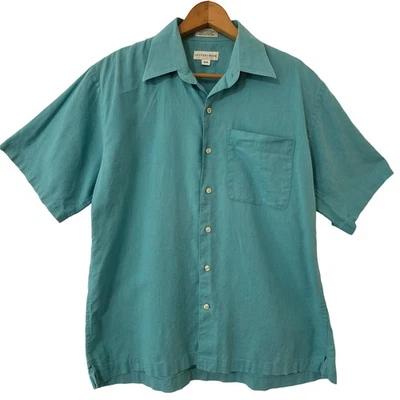 Cutter & Buck Mens Linen Blend Shirt Sz M Casual Short Sleeve Button Up Beach - Image 1 of 4