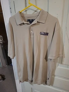 Nike Golf Polo Shirt Mens L Beige Cotton Short Sleeve Collared Pullover Casual - Picture 1 of 11