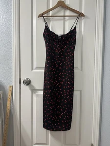 Prinzessin Polly Midikleid Blumen Größe 4 verstellbare Träger schwarz rot - Bild 1 von 10
