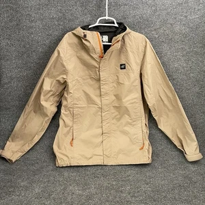 Dutch Bros Coffee Full Zip Hooded Raind Jacket Men’s Gr. L Khaki Brown Vented - Bild 1 von 13