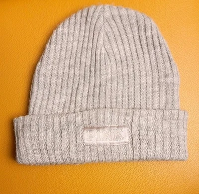 Victoria's Secret 粉色帽子均码罗纹针织灰色无檐帽标志灰色弹力 — 第 1/4 张图片