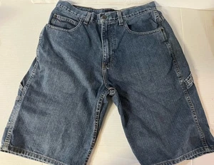 Vintage Tommy Hilfiger Recruit Carpenter Baggy Flag Patch Denim Shorts Size 30 - Picture 1 of 7