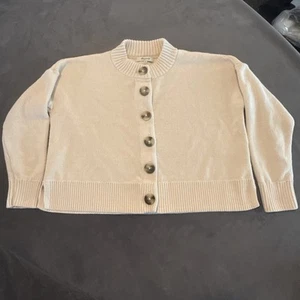Cárdigan suéter Madewell Broadway para mujer S marfil crema cuadrado recortado con botones - Imagen 1 de 10