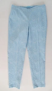 J. McLaughlin Elegant Side Zip Blue White Paisley Patten Jacquard Pants Size 10 - Picture 1 of 9