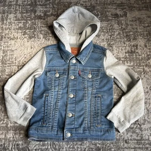 Youth Levi Srauss Hybrid Hooded Trucker Jean Jacket Size 6 - Picture 1 of 11
