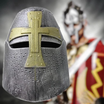 Helmet Medieval Helm for Halloween Costume Theater Stage Show Grey Face Shield - Image 1 of 4