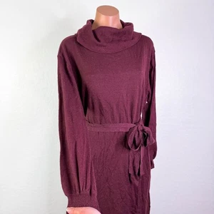 Abito maglione Stitchdrop maglia cravatta vita collo cappuccio bordeaux autunno inverno taglia L nuovo con etichette - Foto 1 di 11