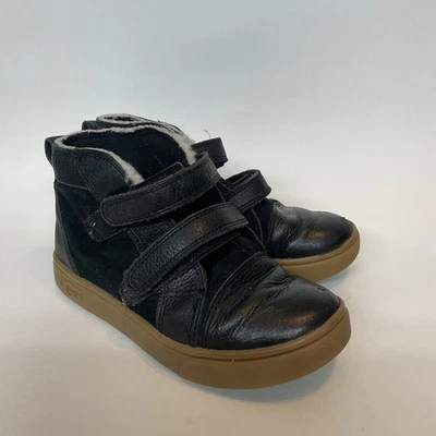 UGG Rennon II Shoes Toddler Boy 12 Black Tan Leather Suede Double Strap Sneakers - Image 1 of 4