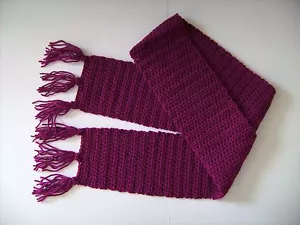 WOMENS HOT PINK MAGENTA WARM SOFT HOMEMADE CUSTOM CROCHET SCARF WRAP SHAWL - Picture 1 of 2