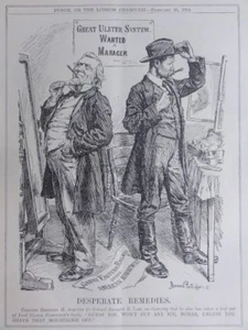 GREAT ULSTER SYSTEM - WANTED A MANAGER - DESPERATE - FEB 25th 1914 Punch Cartoon - Picture 1 of 2