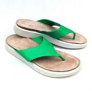 ECCO Women's Corksphere green leather slide sandals flip-flops