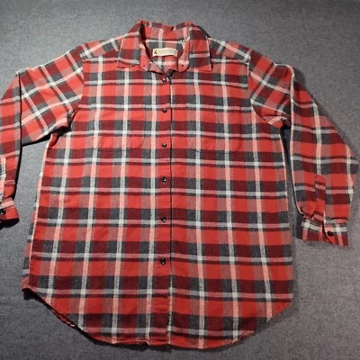 Marsh Landing Flannel Shirt Red Plaid Size Men's Medium 100% Cotton  - Изображение 1 из 4