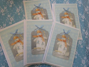 5 HLMK Karten Marjolein Bastin Skizzenbuch Schneemann Glitzer Weihnachtskarten ~ Freude! - Bild 1 von 9