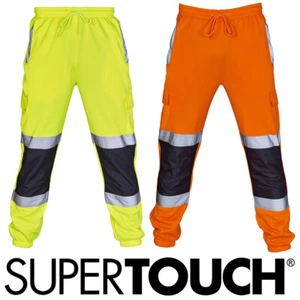 Hi Vis Viz Jogging Bottoms Visibility Joggers Slim Fit Sweat Pants Trousers - Picture 1 of 8
