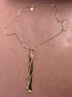 Zara Gold Chain Necklace With Mixed Metal Tassel Pendant 22"