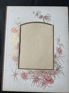 Página de álbum de tarjetas de gabinete de la década de 1880 difícil de encontrar ornamentado rosa floral para enmarcar fotos antiguas - Imagen 1 de 12