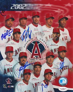 ANAHEIM ANGELS 2002 MULTI SIGNED 8x10 MOLINA SPIEZIO GLAUS KENNEDY APPIER +1 JSA - Picture 1 of 2