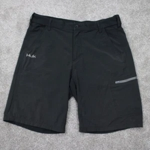 Huk Shorts Mens Large Black Performance Fabrics Fishing Cotton/Poly Stretch - Picture 1 of 13