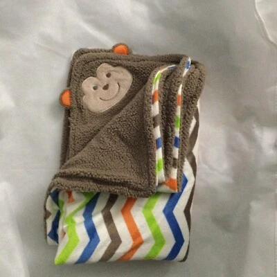 Manta Sherpa Baby Starters Mono Marrón Multicolor Chevron Zig Zag Rayas Foto 1 de 4