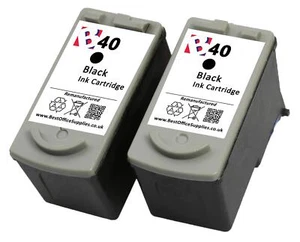 Refilled PG 40 Twin Pack Black Ink fits Canon Pixma MP460 Printer series - Picture 1 of 5