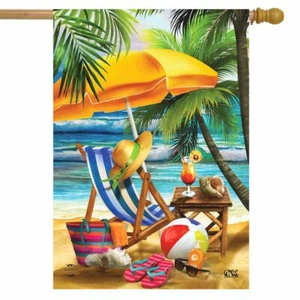 Willkommen im Paradies Strand Haus Flagge Maritim 28" x 40" Briarwood Lane - Bild 1 von 4