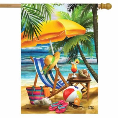 Welcome To Paradise Beach House Flag Nautical 28" x 40" Briarwood Lane - Image 1 of 4