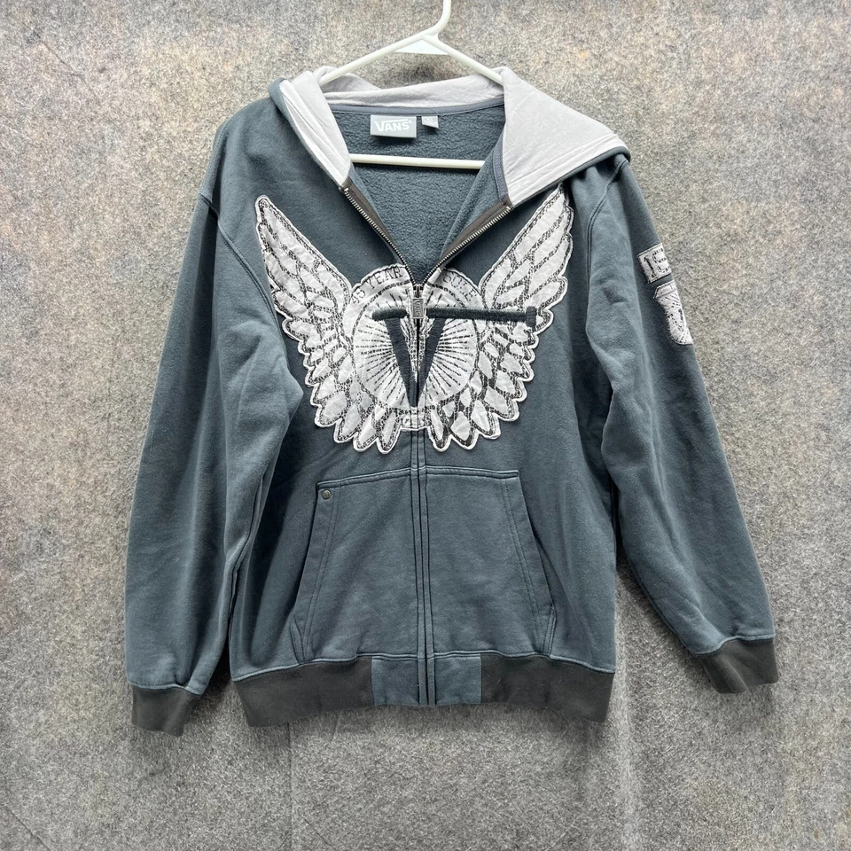 Vans Suéter Mujer Extra Grandes Alas Gris Cremallera Completa Sudadera con Capucha Polar Algodón XL Foto 1 de 4