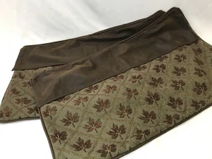2 King Sz Rustic Lodge Pillow Shams Faux Leather Brown Green Western Autumn Leaf - Picture 1 of 12