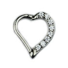 12Mm Ohr Stecker Clicker Herz Form Kristalle Segment Ring Scharnier Silber Gold