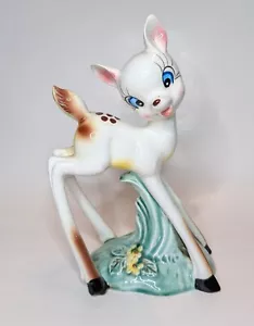 Rare Vintage Kitsch White Fawn Deer Made In Japan Figurine Anthropomorphic Bambi - Picture 1 of 9