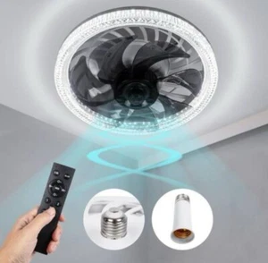 Socket Fan Light with Remote Ceiling Fans with Lights Dimmable Bedroom E27 30W - Picture 1 of 9