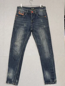 Pantalones de mezclilla enredados diésel DSEL con botones hechos en Italia acento naranja talla 29 - Imagen 1 de 10
