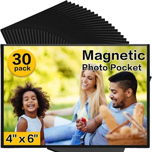 30 Pcs Magnetic picture frames for refrigerator 4x6-Magnetic photo frames,Black - Picture 1 of 6