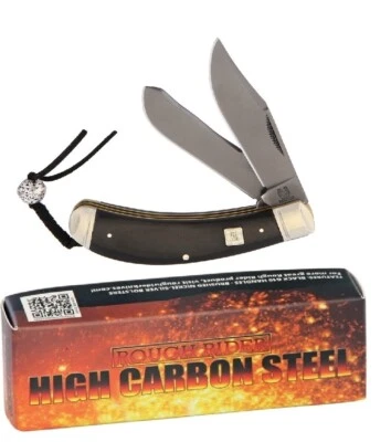 Faca de bolso Bow Trapper lâmina de aço carbono cabo preto com furo de cordão - Imagem 1 de 3