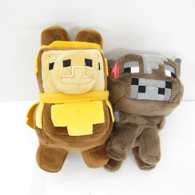 Rare Official JINX Minecraft Happy Explorer Baby Llama Cow Plush Brown 6" Lot - Image 1 of 4