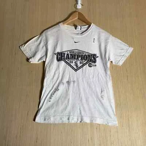Vintage Chicago White Sox Shirt Youth Size Medium White Short Sleeve Boys Signed - Picture 1 of 15