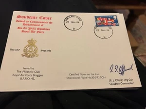 80 Squadron disbandment last flight Canberra PR7 signed - Picture 1 of 2
