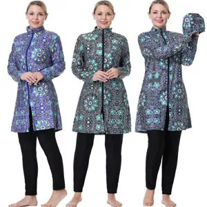 Traje de baño de talla grande modesto para mujer Burkini ropa de playa conjunto de 3 piezas traje de baño islámico - Imagen 1 de 41