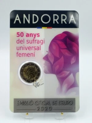 Andorra 2020 -  BU 2 Euro Coincard 50 Years Since Andorra's Introduction of Wome - Image 1 of 2