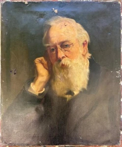 Attr Frank Brooks (1854-1937) : Portrait of a Gentleman, unframed oil on canvas - Picture 1 of 9