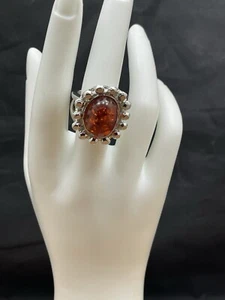 Faux Amber Deep Orange Ring - Picture 1 of 5