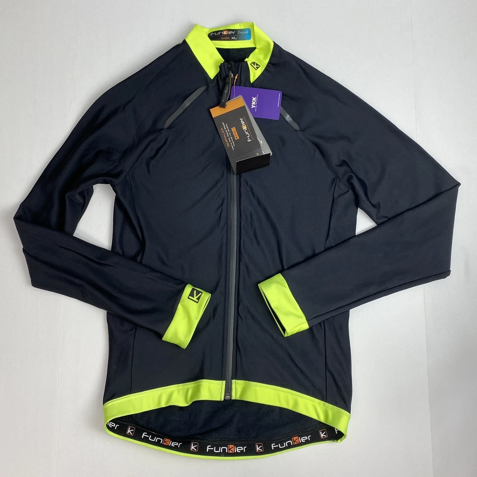 Camiseta térmica Funkier Bernalda para bicicleta para hombre XL Aqua Repel negra/amarilla defecto J658LW Foto 1 de 4