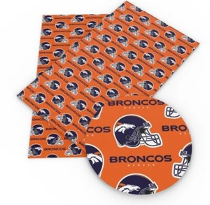 Broncos FAUX LEATHER SHEET 8 x 12" 1123189 Football Team Denver SMOOTH TEXTURE - Picture 1 of 1