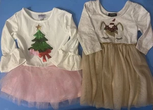 Niñas Talla 2T Vestidos (2) Árbol de Navidad Blueberi Nuevo Rosa Tul Ciervo Dorado Tul Zunie - Imagen 1 de 15