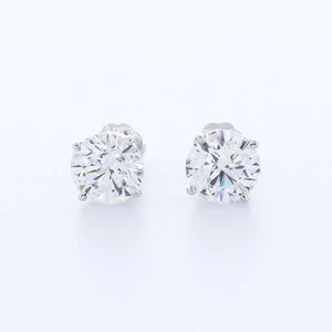 Pendientes redondos brillantes de oro blanco con diamantes naturales certificados F SI2 1,03ctw - Imagen 1 de 9