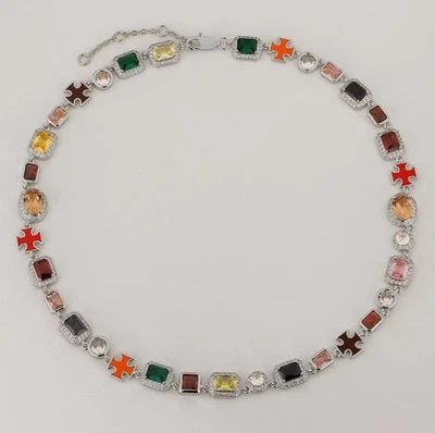 Vintage Choker 18k Gold Plated Lux Multi Color Uni Sex Gemstone - Image 1 of 4