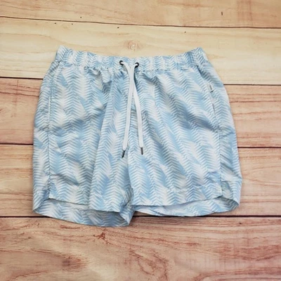 Pantalones Cortos Onia Hombre Medianos Azul Blanco The Charles Bañador Malla Forrado Cordón Foto 1 de 4