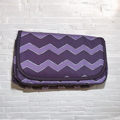 ThirtyOne Cosmetic Travel Toiletry Case in Plum Chevron with mirror - Image 1 of 4