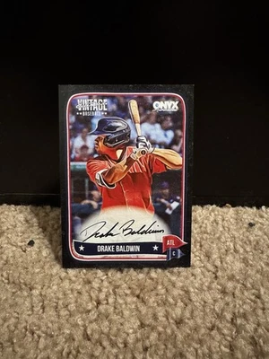 2024 Onyx Drake Baldwin Auto /10 Black Vintage Braves ROY RC - Image 1 of 4