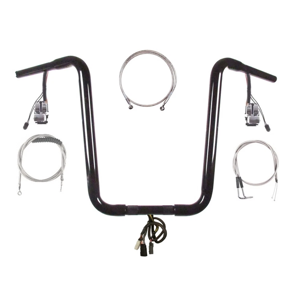 Kit de barra de suspensión Ape 1996-2006 1/4" negra estrecha 16" precableada Harley Softail Foto 1 de 2